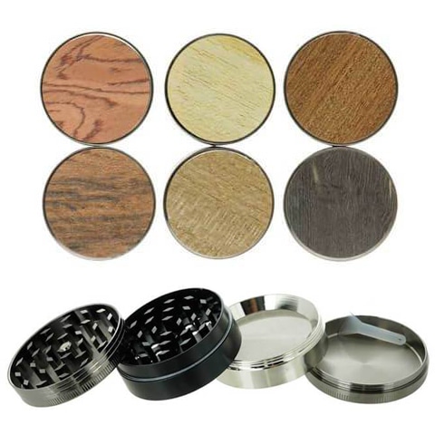 50mm 4-Part Tobacco Grinder with Wooden Inlay